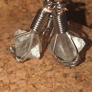 Quartz tetrahedron earrings